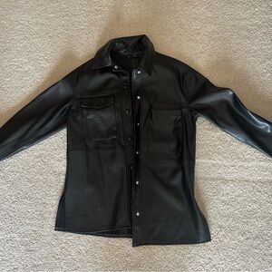 MANGO leather shirt jacket Warm lining